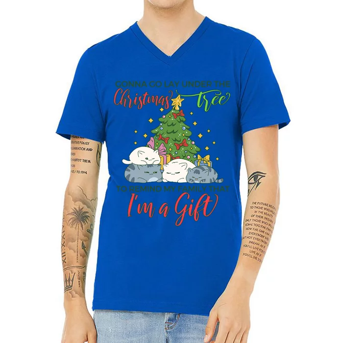 Gonna Go Lay Under The Christmas Tree Sarcastic Xmas Gift V-Neck T-Shirt