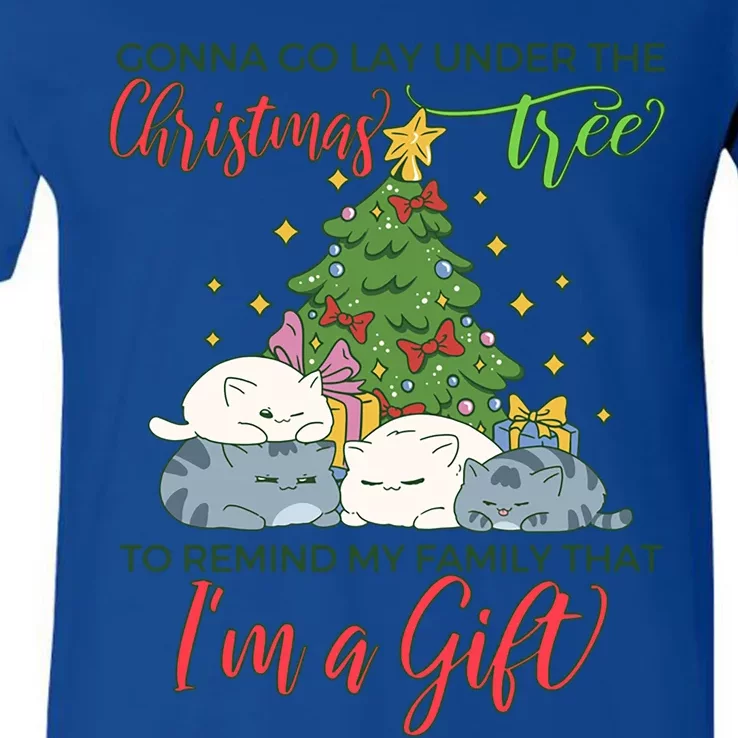 Gonna Go Lay Under The Christmas Tree Sarcastic Xmas Gift V-Neck T-Shirt