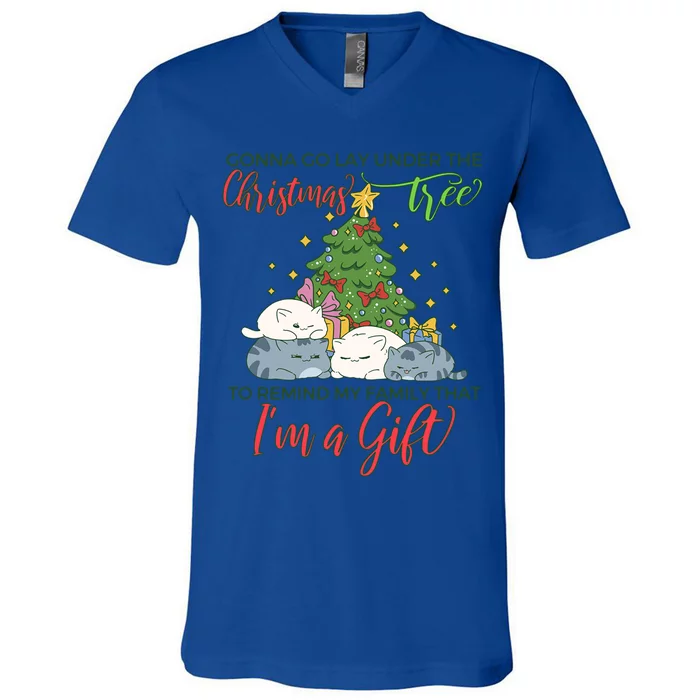 Gonna Go Lay Under The Christmas Tree Sarcastic Xmas Gift V-Neck T-Shirt