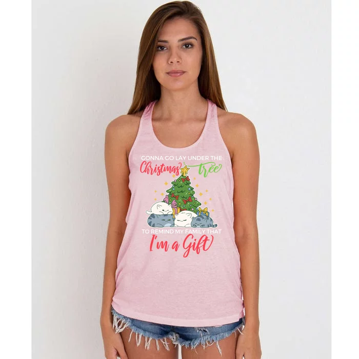 Gonna Go Lay Under The Christmas Tree Sarcastic Xmas Gift Women's Knotted Racerback Tank