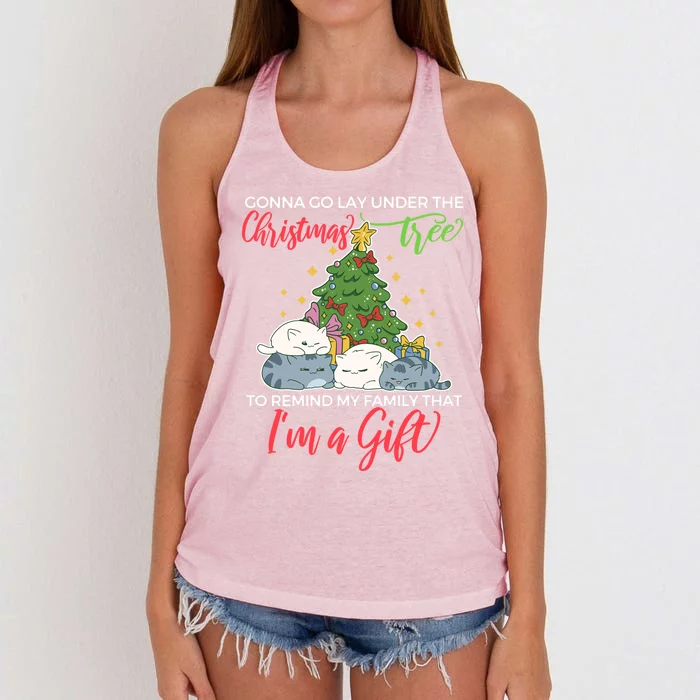 Gonna Go Lay Under The Christmas Tree Sarcastic Xmas Gift Women's Knotted Racerback Tank