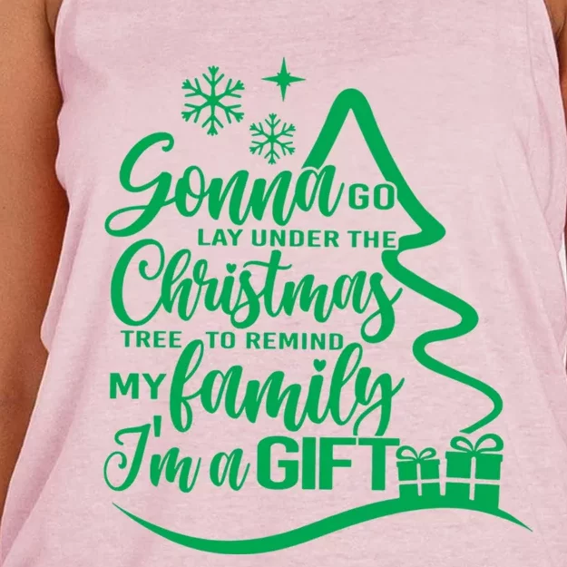 Gonna Go Lay Under The Christmas Tree To Remind My Family Gift Women's Knotted Racerback Tank