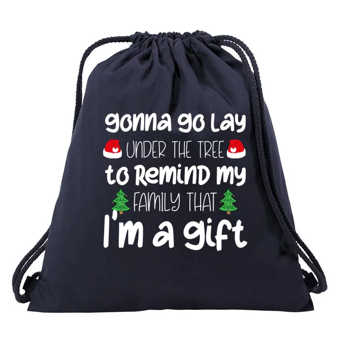 Gonna Go Lay Under The Tree Christmas Funny Xgiftmas Pajama Gift Drawstring Bag