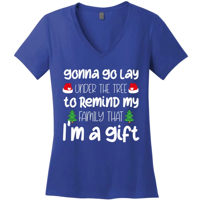 Gonna Go Lay Under The Tree Christmas Funny XMas Pajama Gift Women's V-Neck T-Shirt