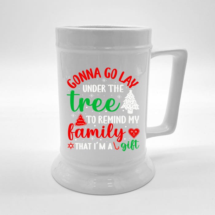 Gonna Go Lay Under Tree To Remind Family Christmas Happy Gift Front & Back Beer Stein