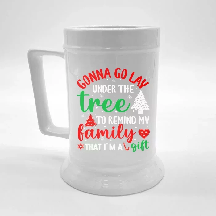 Gonna Go Lay Under Tree To Remind Family Christmas Happy Gift Front & Back Beer Stein