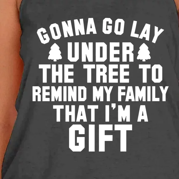 Gonna Go Lay Under The Tree To Remind My Family Christmas Women's Knotted Racerback Tank