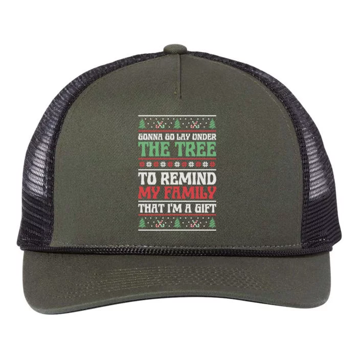 Gonna Go Lay Under The Tree Sarcastic Family Christmas Funny Gift Retro Rope Trucker Hat Cap