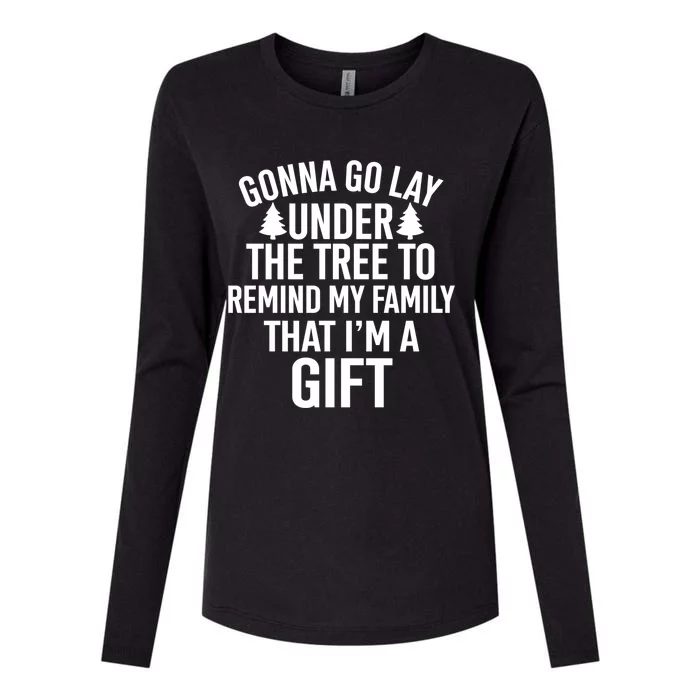 Gonna Go Lay Under The Tree To Remind My Family Christmas Gift Womens Cotton Relaxed Long Sleeve T-Shirt