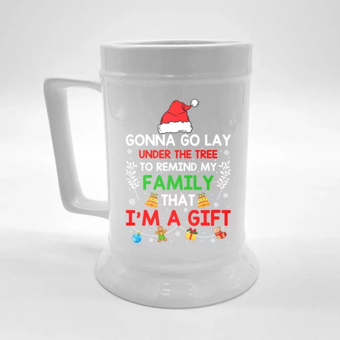 Gonna Go Lay Under The Tree To Remind My Family Funny Xmas Gift Front & Back Beer Stein