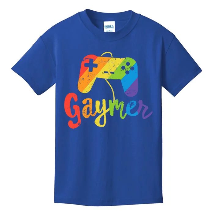 Gaymer Gift Lgbt Pride Gay Gamer Rainbow Flag Gift Kids T-Shirt