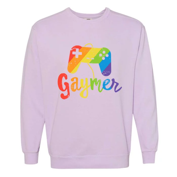 Gaymer Gift Lgbt Pride Gay Gamer Rainbow Flag Gift Garment-Dyed Sweatshirt