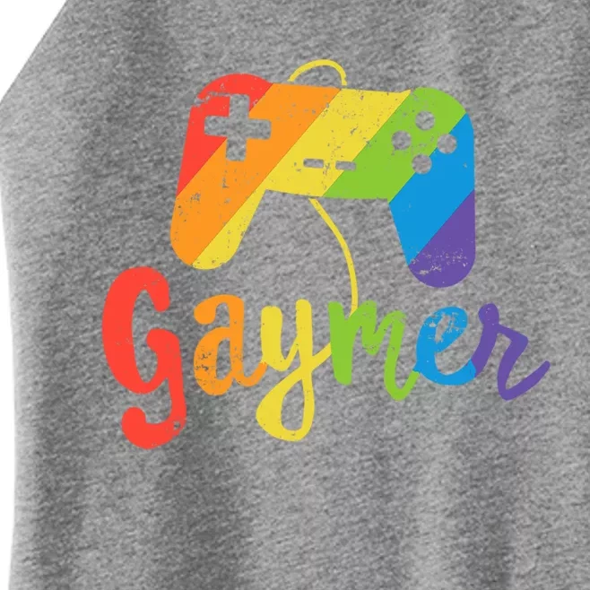 Gaymer Gift Lgbt Pride Gay Gamer Rainbow Flag Gift Women’s Perfect Tri Rocker Tank