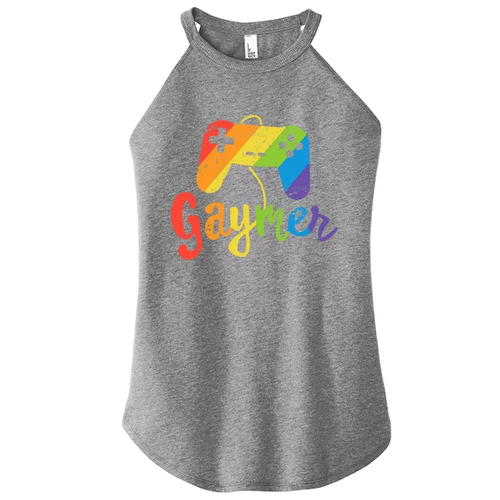 Gaymer Gift Lgbt Pride Gay Gamer Rainbow Flag Gift Women’s Perfect Tri Rocker Tank