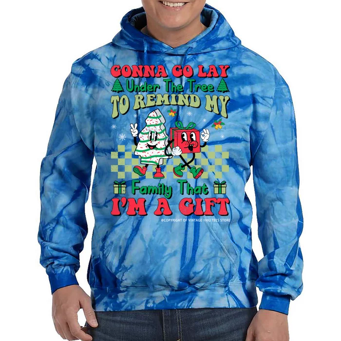 Gonna Go Lay Under The Tree Christmas Tree Cakes Debbie Xmas Funny Gift Tie Dye Hoodie