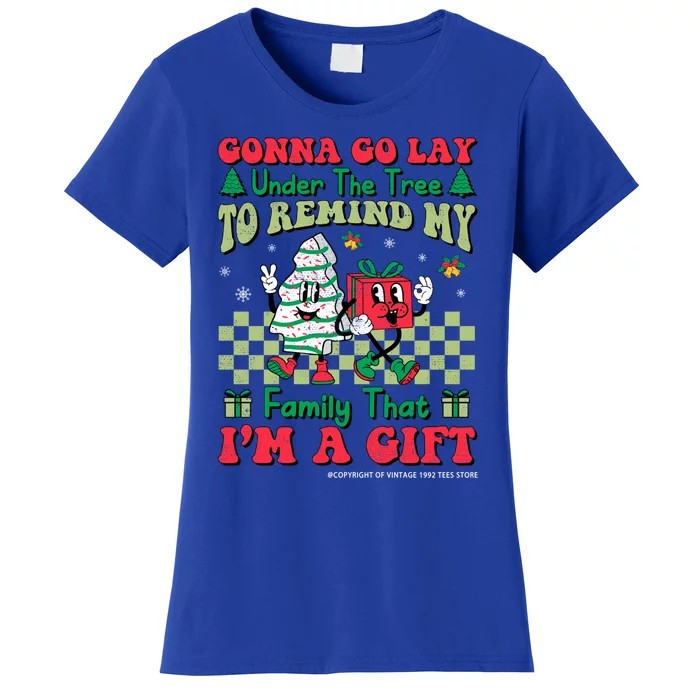 Gonna Go Lay Under The Tree Christmas Tree Cakes Debbie Xmas Funny Gift Women's T-Shirt