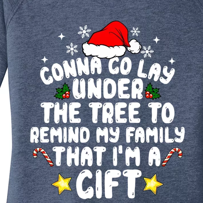 Gonna Go Lay Under The Tree Christmas Family Santa Hat Xmas Gift Women's Perfect Tri Tunic Long Sleeve Shirt