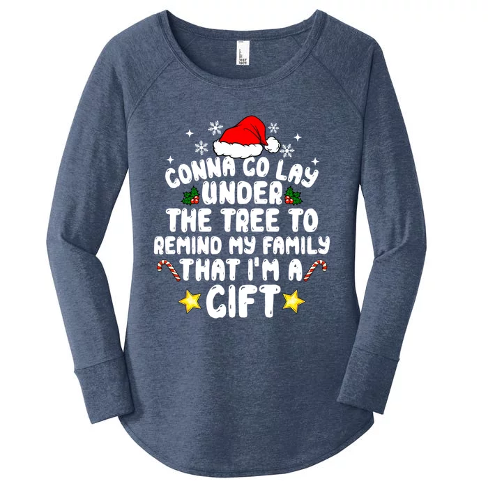 Gonna Go Lay Under The Tree Christmas Family Santa Hat Xmas Gift Women's Perfect Tri Tunic Long Sleeve Shirt