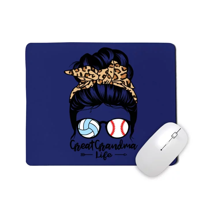 Great Grandma Life Messy Bun Hair Funny Baseball Volleyball Cool Gift Mousepad