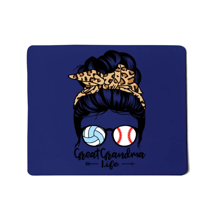 Great Grandma Life Messy Bun Hair Funny Baseball Volleyball Cool Gift Mousepad