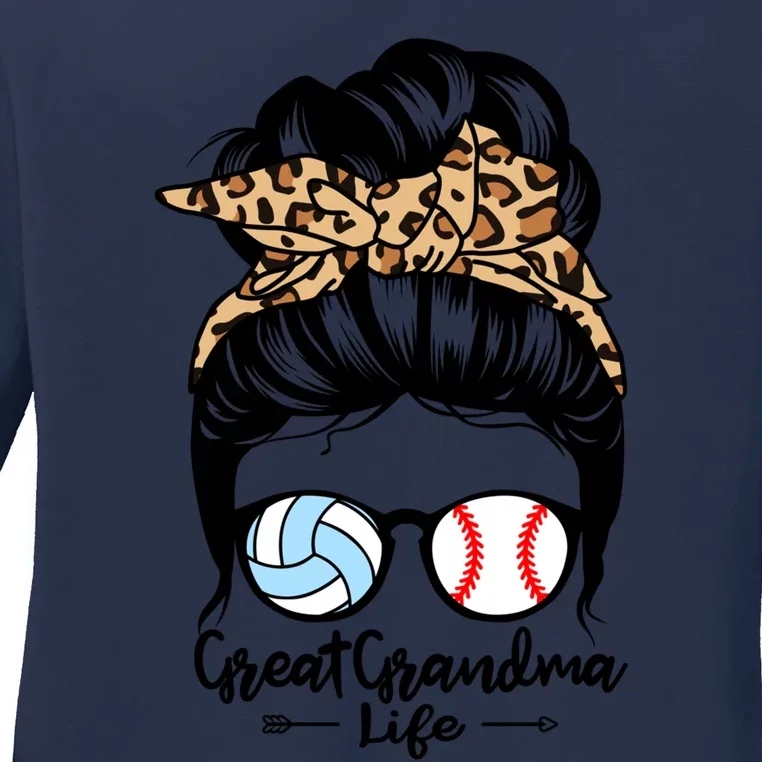 Great Grandma Life Messy Bun Hair Funny Baseball Volleyball Cool Gift Ladies Long Sleeve Shirt