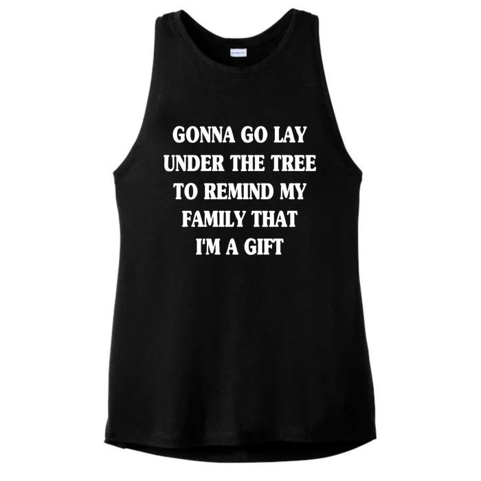 Gonna Go Lay Under The Tree To Remind My Family Funny Xmas Gift Ladies Tri-Blend Wicking Tank