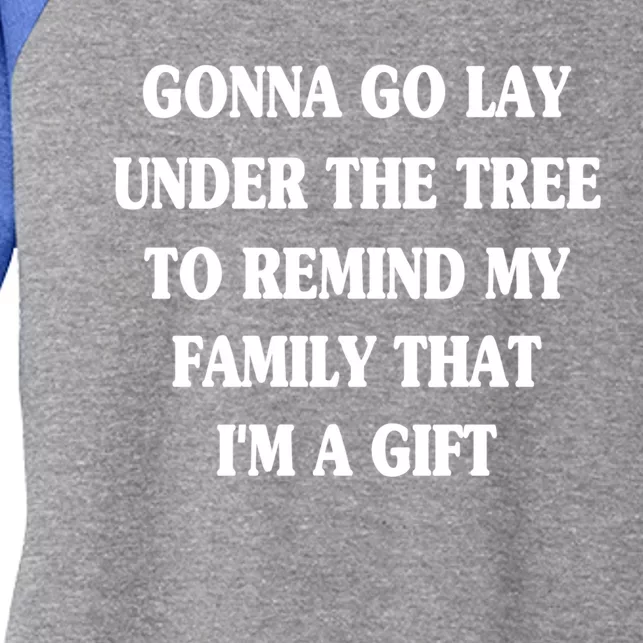 Gonna Go Lay Under The Tree To Remind My Family Funny Xmas Gift Women's Tri-Blend 3/4-Sleeve Raglan Shirt