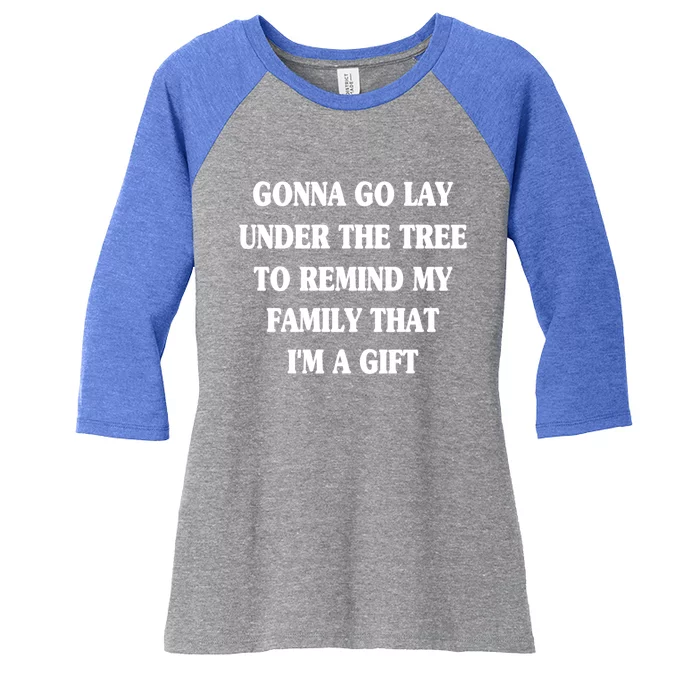 Gonna Go Lay Under The Tree To Remind My Family Funny Xmas Gift Women's Tri-Blend 3/4-Sleeve Raglan Shirt