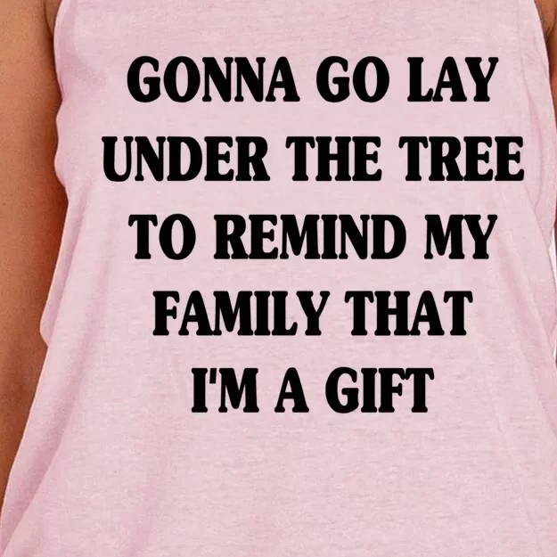 Gonna Go Lay Under The Tree To Remind My Family Funny Xmas Gift Women's Knotted Racerback Tank