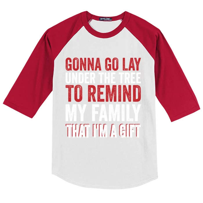 Gonna Go Lay Under Tree To Remind My Family Humor Saying Funny Gift Kids Colorblock Raglan Jersey