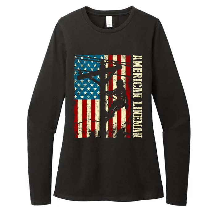 Great Gift Lineman American Flag Electric Cable Womens CVC Long Sleeve Shirt