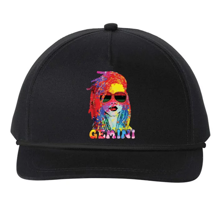 Gemini Girl Locd Hair Art Zodiac Birthday Black Woman Snapback Five-Panel Rope Hat