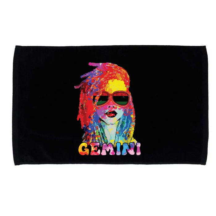 Gemini Girl Locd Hair Art Zodiac Birthday Black Woman Microfiber Hand Towel