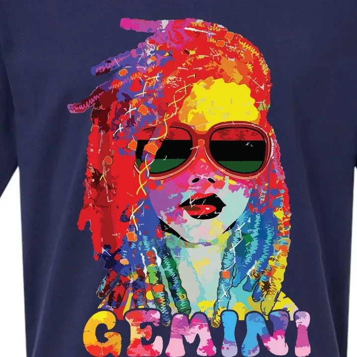 Gemini Girl Locd Hair Art Zodiac Birthday Black Woman Sueded Cloud Jersey T-Shirt