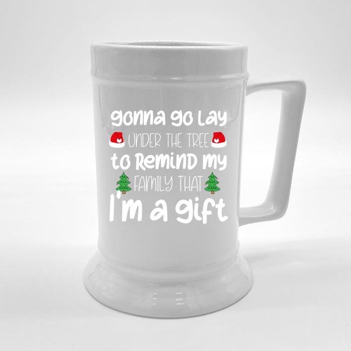 Gonna Go Lay Under The Tree Christmas Funny Xmas Pajama Gift Front & Back Beer Stein