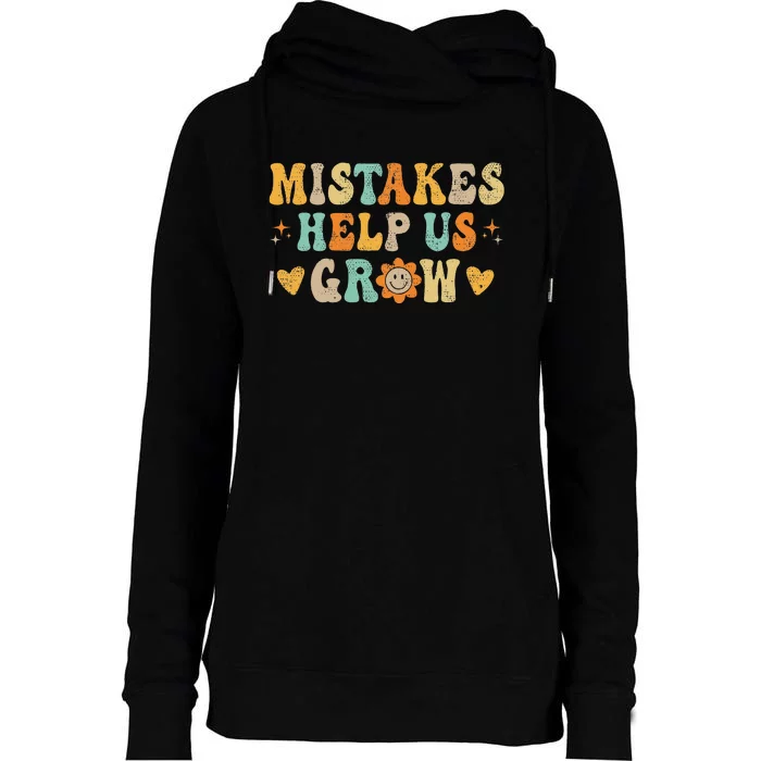 Groovy Growth Mindset Positive Retro Teachers Back To School Womens Funnel Neck Pullover Hood