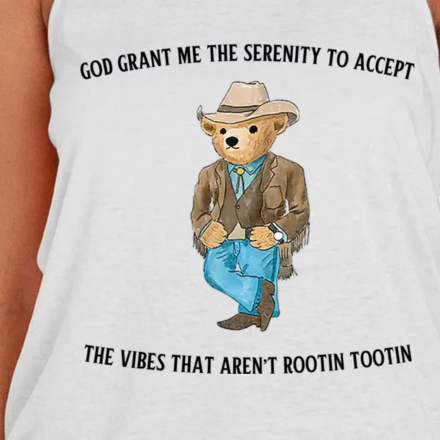 God Grant Me The Serenity To Accept The Vibes That Aren’t Rootin Tootin Funny Women's Knotted Racerback Tank