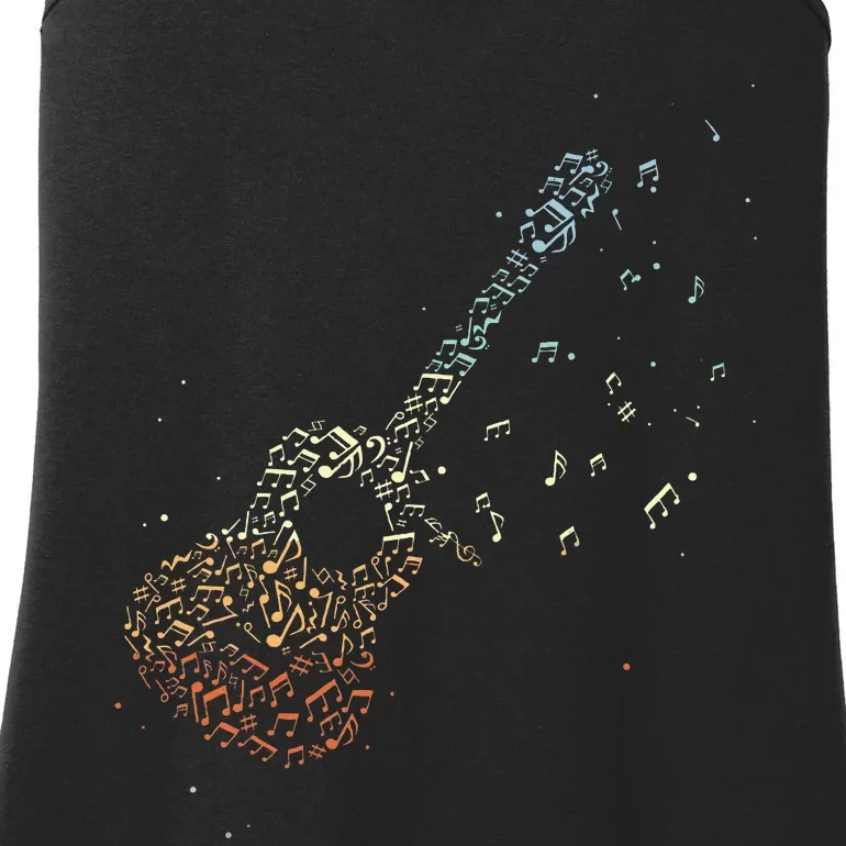 Guitar Gifts Music Notes Guitarist Musician Music Lover Ladies Essential Tank