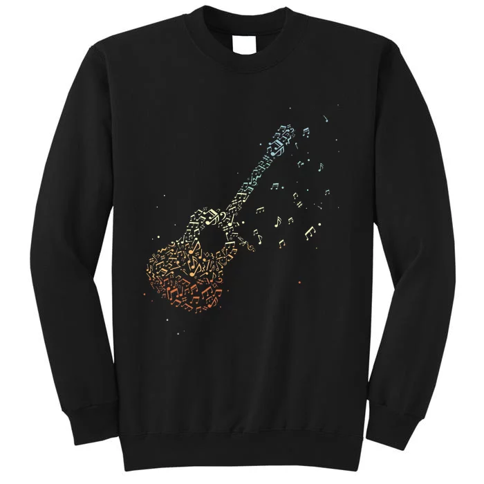 Guitar Gifts Music Notes Guitarist Musician Music Lover Tall Sweatshirt