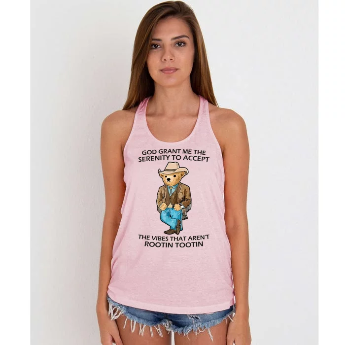 God Grant Me The Serenity To Accept The Vibes That Aren’t Rootin Tootin Women's Knotted Racerback Tank