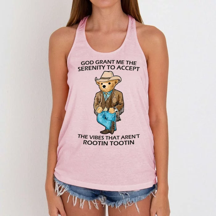 God Grant Me The Serenity To Accept The Vibes That Aren’t Rootin Tootin Women's Knotted Racerback Tank