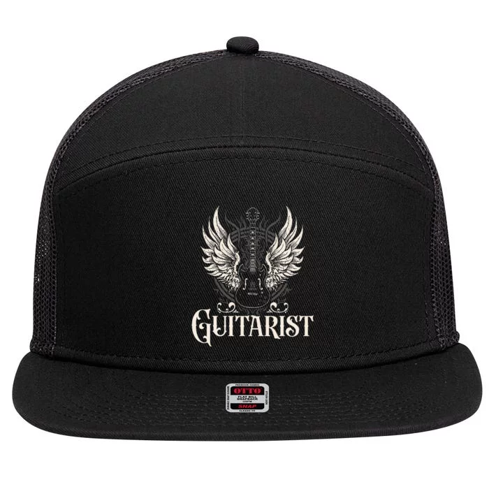 Guitarist Guitars Musician Guitar Player 7 Panel Mesh Trucker Snapback Hat