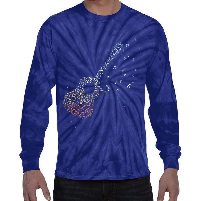 Guitar Gifts Men Music Notes Guitarist Musician Music Lover Tie-Dye Long Sleeve Shirt