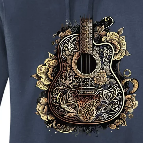 Guitar Graphic Music Lover Acoustic Guitar Musician Floral Women's Pullover Hoodie