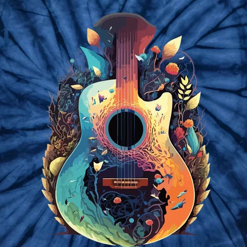 Guitar Graphic Music Lover Acoustic Guitar Musician Floral Tie-Dye T-Shirt