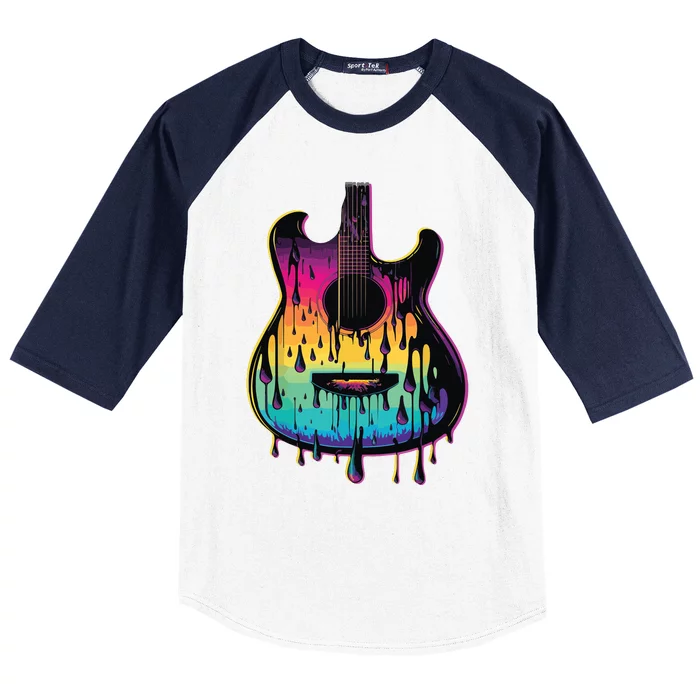 Guitar Graphic Music Lover Acoustic Guitar Player Musician Baseball Sleeve Shirt