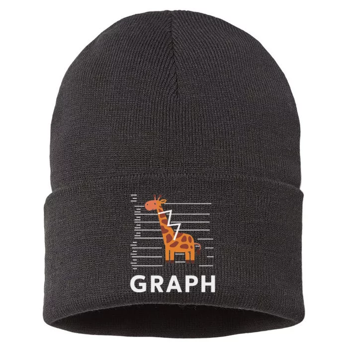 GRaph Giraffe Mathematician Funny Animal Pun Sustainable Knit Beanie