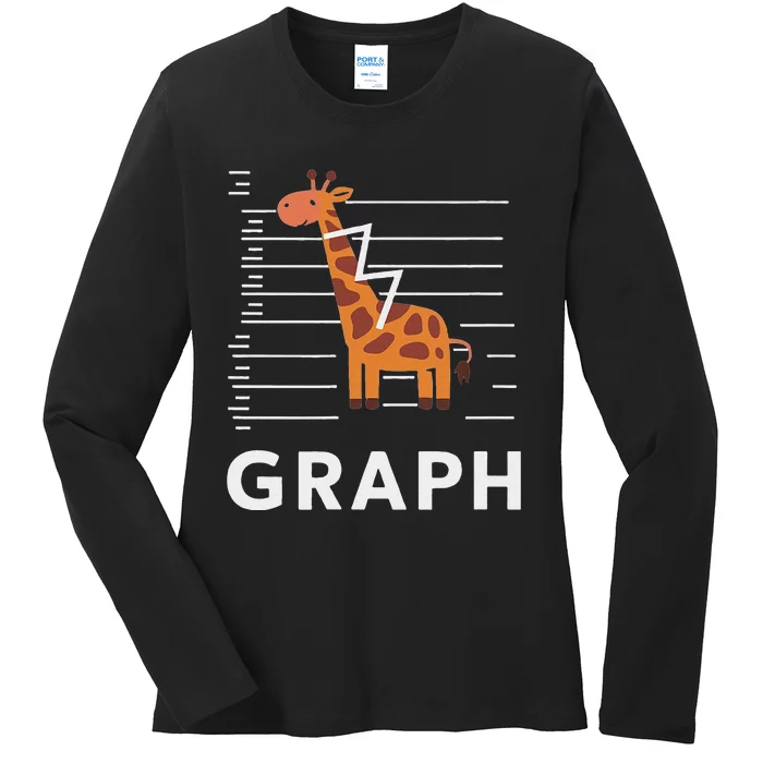 GRaph Giraffe Mathematician Funny Animal Pun Ladies Long Sleeve Shirt