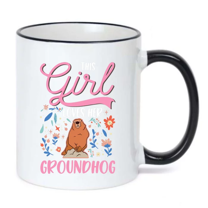 Groundhog Girl Marmot Groundhog Day Woodchuck Black Color Changing Mug