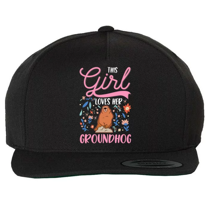 Groundhog Girl Marmot Groundhog Day Woodchuck Wool Snapback Cap